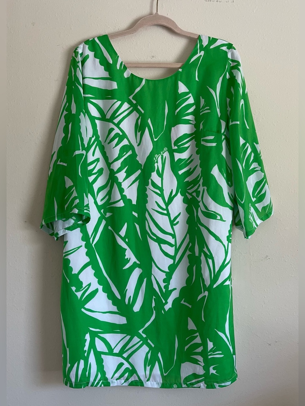 Lilly Pulitzer White and Green Leaf-Print Mini Shift Dress